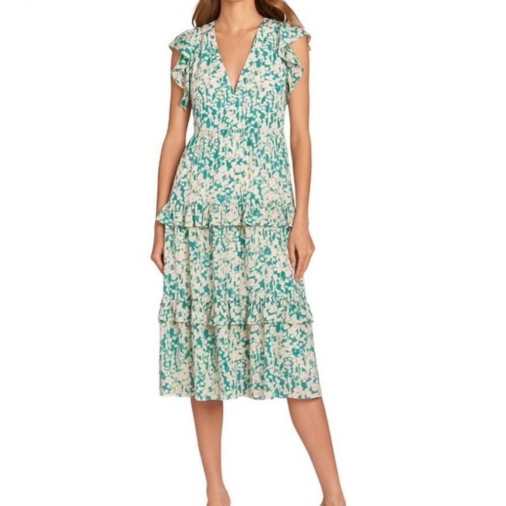 NWT Amanda Uprichard Chamomile Dress Willow Teal Print Size XL
